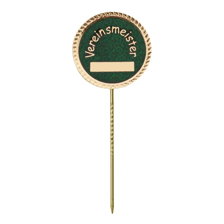 Schützenabzeichen "Vereinsmeister" mit langer Nadel / gold-grün