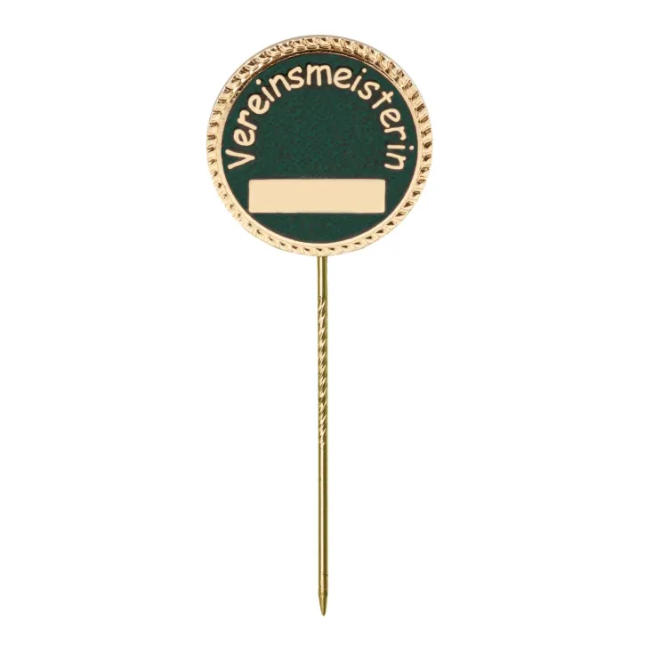 Schützenabzeichen "Vereinsmeisterin" mit langer Nadel / bronze-grün