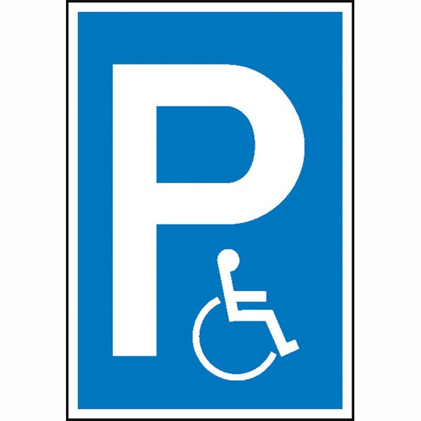Parkplatzschild P, Symbol: Rollstuhlfahrer Kunststoff / 250 x 400 mm