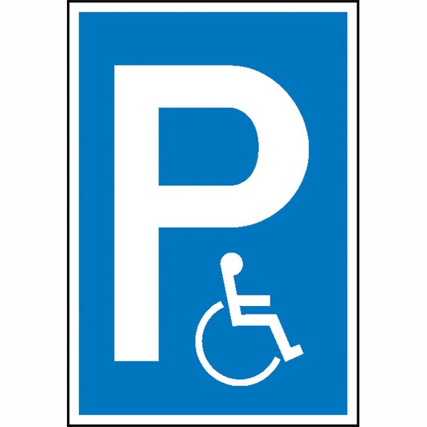 Parkplatzschild P, Symbol: Rollstuhlfahrer versch. Ausführungen