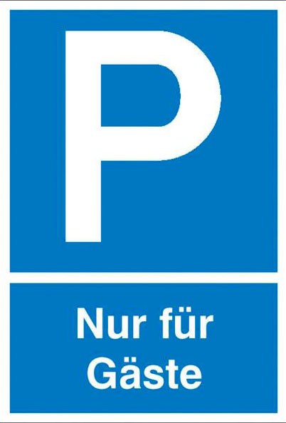 Parkplatzschild "Nur für Gäste" Kunststoff, 150 mm x 250 mm 41.5119