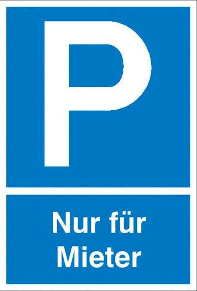Parkplatzschild "Nur für Mieter" Kunststoff, 150 mm x 250 mm