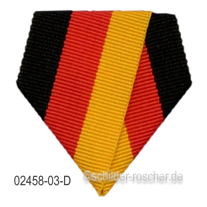 Befestigung für Orden & Medaillen – Banddreieck mit Sicherheitsnadel SCHWARZ-ROT-GOLD