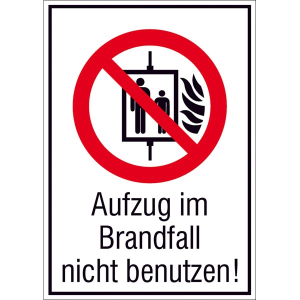 Kombi-Verbotsschild "Aufzug im Brandfall nicht benutzen"