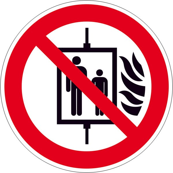 Verbotschild "Aufzug im Brandfall nicht benutzen"