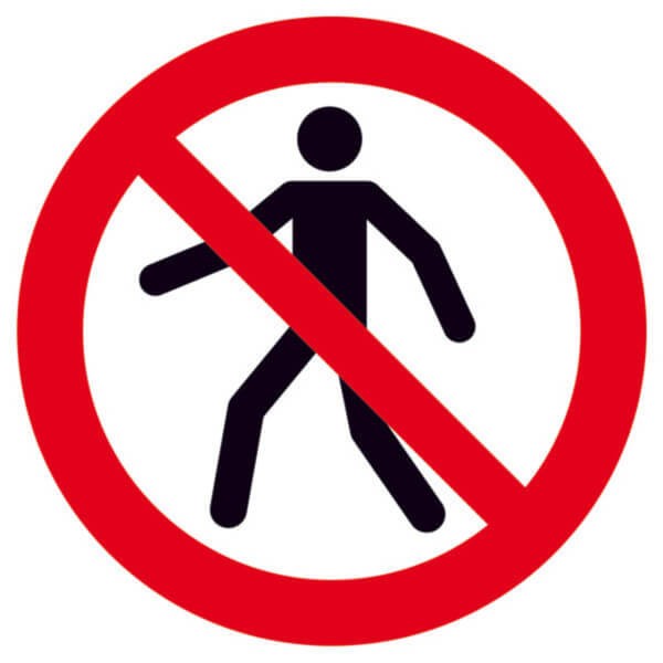 Verbotsschild "Für Fußgänger verboten"  Ø 25 mm / 100 Stück auf Rolle