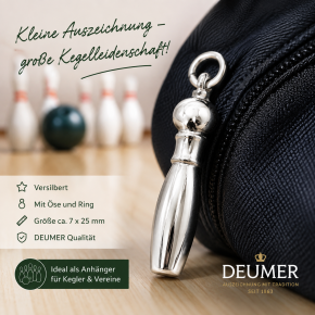 Taschen-Kegel mit Öse und Ring versilbert 7 × 25 mm – DEUMER
