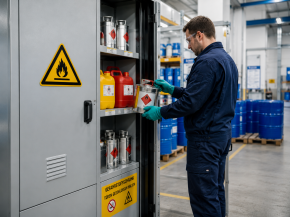 Warnschild „Warnung vor feuergefährlichen Stoffen" – ISO 7010 W021