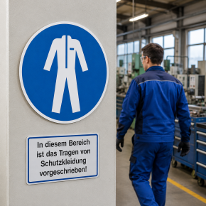 Gebotsschild „Schutzkleidung tragen“ M010 – Folienaufkleber Ø 100 oder 200 mm