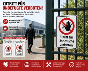 Kombi-Verbotsschild "Zutritt für Unbefugte verboten" Aluminium Dibond 3 mm / 200 mm x 300 mm 2985