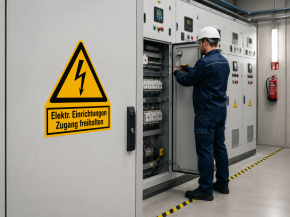 Warn-Kombischild „Elektr. Einrichtungen – Zugang freihalten" – Warnung vor elektrischer Spannung