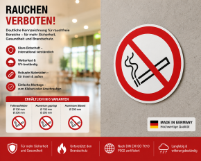 Verbotsschild "Rauchen verboten" Folie / Ø 200 mm