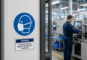 Gebotsschild „Maske / Mundschutz benutzen“ M016 – Folienaufkleber Ø 50, 100 oder 200 mm
