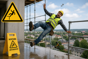Warnschild „Vorsicht Absturzgefahr" – W008 nach DIN EN ISO 7010