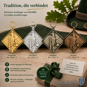 Schützen-Anhänger & Medaille 40 × 45 mm – DEUMER, Gravur möglich