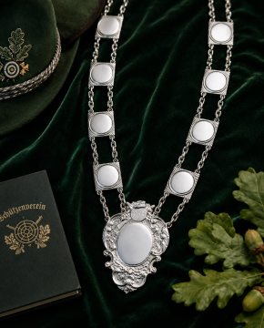 Schützenkette 88 cm versilbert  – Deumer 25391-20 -MIT Mittelstück-