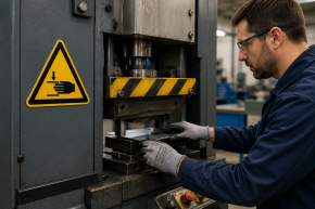 Warnschild "Warnung vor Handverletzungen" 50 mm / 10 Stück auf Bogen