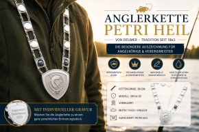 Anglerkette „Petri Heil“ – DEUMER versilbert, 88 cm
