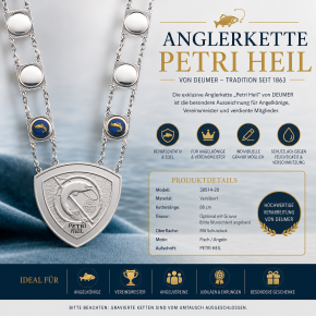 Anglerkette „Petri Heil“ – DEUMER versilbert, 88 cm