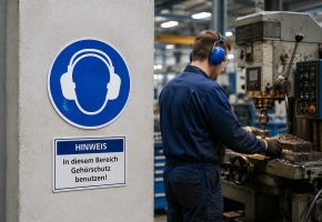 Gebotsschild „Gehörschutz benutzen“ M003 – Folienaufkleber Ø 50, 100 oder 200 mm