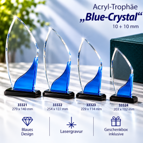 Acryl-Trophäe "Blue-Crystal" 33322  Höhe: 254 mm