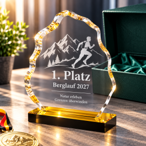 Acryl-Trophäe „Yellow Mountain“ mit Lasergravur – 18 mm stark