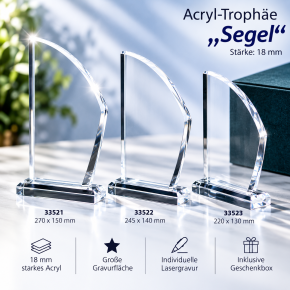 Acryl-Trophäe "Segel" 33521 Höhe: 270 mm