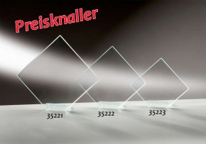 Glastrophäen "Raute" 6 mm stark inkl. Standardemblem und Gravurschild Größe: 120 mm x 140 mm / 35223
