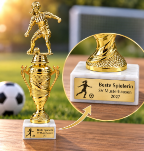 Damen-Fußball Trophäe mit Gravur – 315 mm