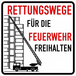 Schild Feuerwehrzufahrt - Rettungswege... freihalten Alu 500 x 500 x 3 mm 3900