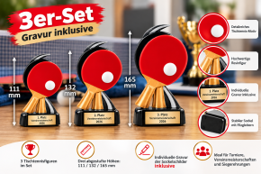 Tischtennis Resinfiguren 3er-Set – Ehrenpreise inkl. Gravur