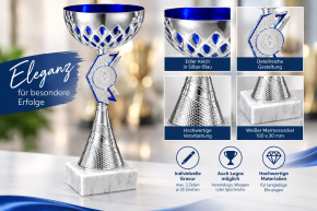 Einzelpokal „William“ Silber-Blau – 330 mm