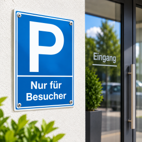 Parkplatzschild „Nur für Besucher“ | Symbol P | Kunststoff | 150 x 250 mm