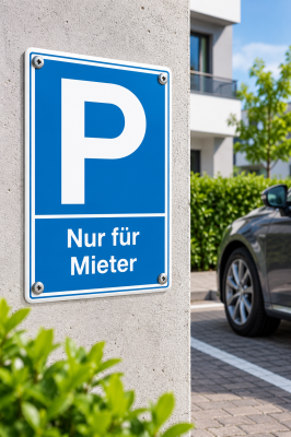 Parkplatzschild „Nur für Mieter“ | Symbol P | Kunststoff | 150 x 250 mm