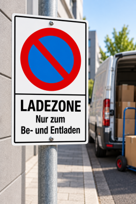 Haltverbotschild „Ladezone“ | Kunststoff / PVC | 250 x 400 mm