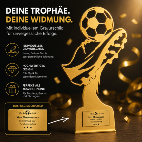 Metallständer Fußballschuh mit Ball – individuelle Fußball-Trophäe mit Gravur