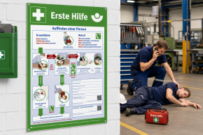 Aushang - Berufsgenossenschaft Anleitung zur Ersten Hilfe bei Unfällen 400 mm x 560 mm / Hart-PVC