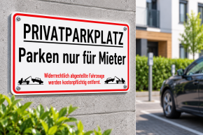 Parkplatzschild „Parken nur für Mieter“ | Aluminium-Dibond | 400 x 250 mm