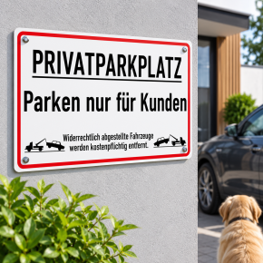 Parkplatzschild „Parken nur für Kunden“ | Aluminium-Dibond | 400 x 250 mm