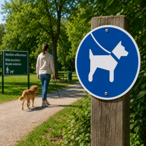 Gebotsschild „Hunde anleinen“ – Ø 200 mm | Aluminium-Dibond oder Folie