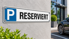 Parkplatzschild Reserviert – 520 x 110 mm – Aluminium-Dibond oder Kunststoff