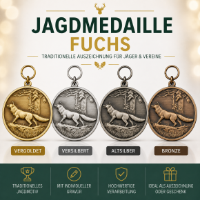 Medaille "Fuchs", versilbert mit Öse & Ring Ø 39 mm, 54789-21
