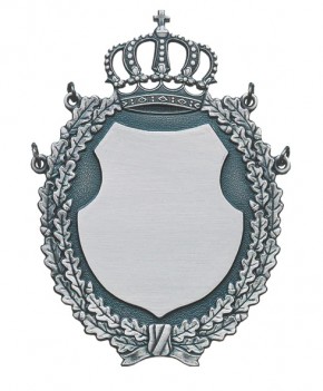 Schild/Orden oder Mittelstück, Messing, mit Öse(n) und Ring(en) in altsilber oder versilbert 58008