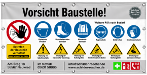 Bauzaunbanner |  Baustellenbanner mit Sicherheitszeichen | Individualisierbar