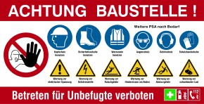 Bauzaunbanner | Baustellenbanner mit Sicherheitszeichen (Standardmotiv) rot