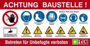 Bauzaunbanner Videoüberwachung | Baustellenbanner mit Sicherheitszeichen | rot