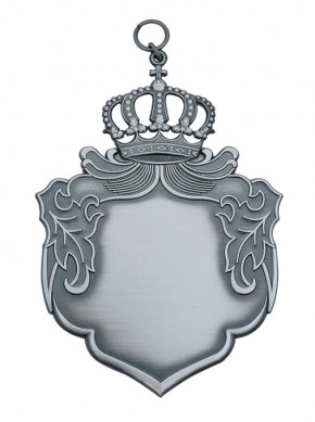 Schild/Orden oder Mittelstück, Messing, mit Öse und Ring in altsilber oder versilbert 62322