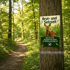 Brut- und Setzzeit Schild | Bitte Hunde anleinen