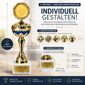 Pokal "Bettina" gold-blau Höhe: 240 mm 851969