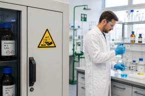 Warnschild „Warnung vor ätzenden Stoffen" – ISO 7010 W023